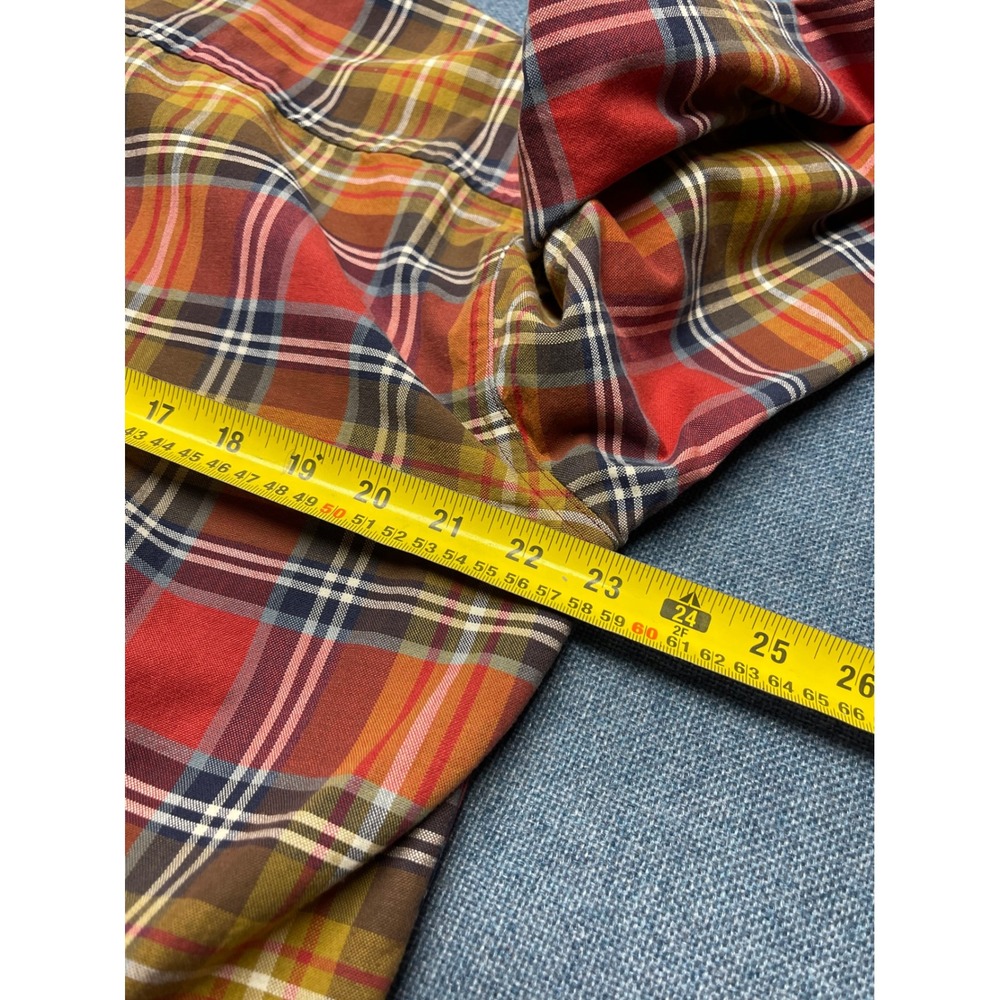 Cinch Mens Small Red Orange Plaid Long Sleeve Button Down Western Shirt - Picture 5 of 6